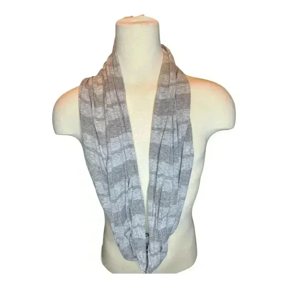 American Eagle‎ Gray Metallic Striped Infinity Wrap Scarf